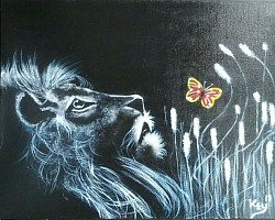 #08. Lion In Watch 11x14 inch acrylic on canvas panel Original SOLD $90.00