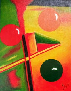 #10. Circles in Abstract 11x14 inch acrylic on canvas panel Original SOLD $70.00
