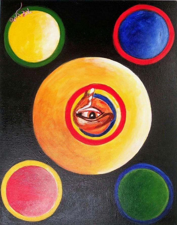 #13. Watchful Eye 11x14 inch acrylic on canvas panel Original SOLD $70.00