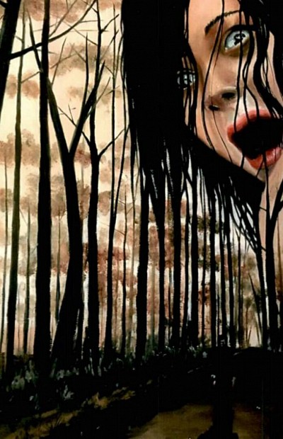 007. The Horror  (2017 oil on hardback book cover)